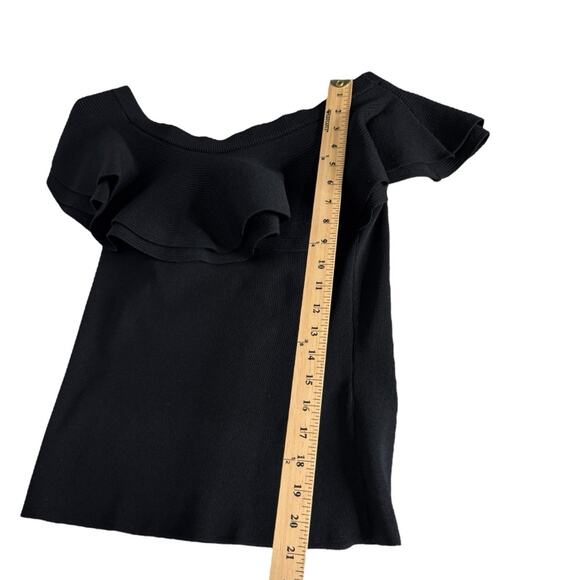 John‎ and Jenn Ruffle Off The Shoulder Black Knit Blouse Women’s Size Large NWOT - Picture 6 of 9